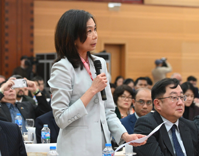 Điều phối viên thường trú Liên Hợp Quốc (LHQ) tại Việt Nam Pauline Tamesis trong buổi thông báo ngày 27/1. Ảnh: TTXVN