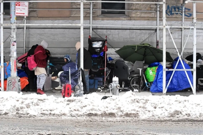 Khu dựng trại của người vô gia cư ở Manhattan, New York, ngày 28/1. Ảnh: NYP