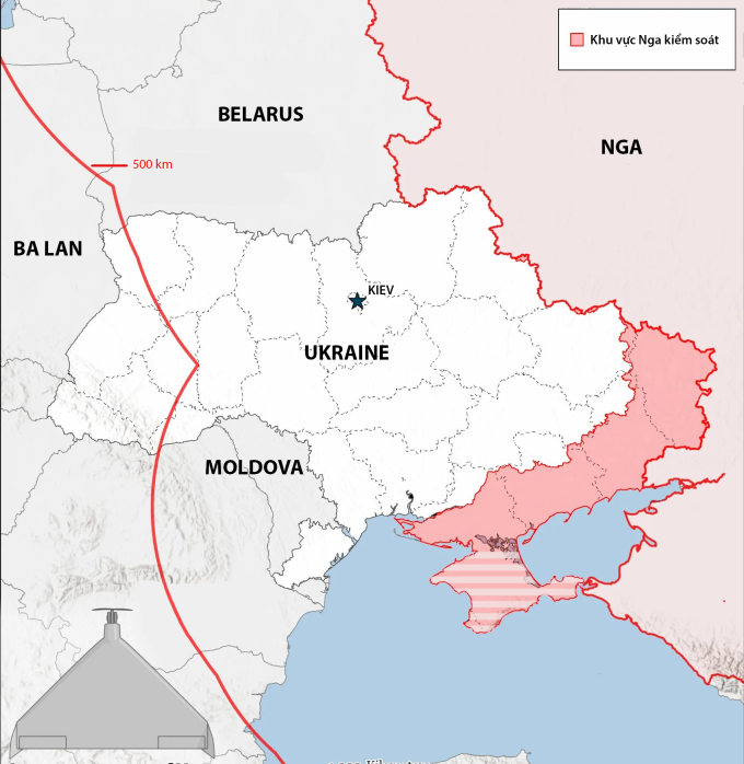 Tầm bay của UAV BM-35 gắn bộ thu phát Starlink (đường màu đỏ). Đồ họa: ISW