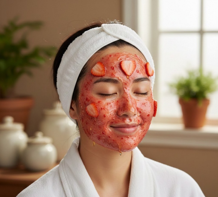 Mặt nạ dâu tây và mật ong giúp cải thiện tông da.