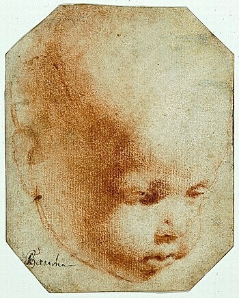 Bức vẽ bằng phấn đỏ Holy Child được cho là tác phẩm của Leonardo da Vinci. Ảnh: Virtual Museum