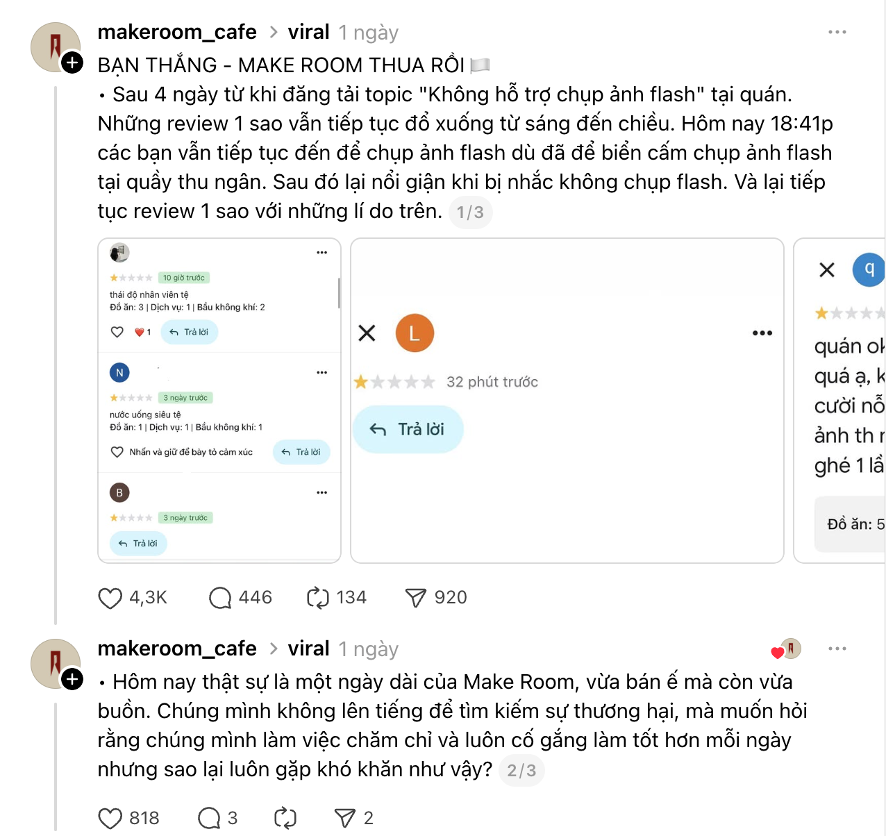 Bị khách tràn vào đánh giá 1 sao vì Bị khách tràn vào đánh giá 1 sao vì