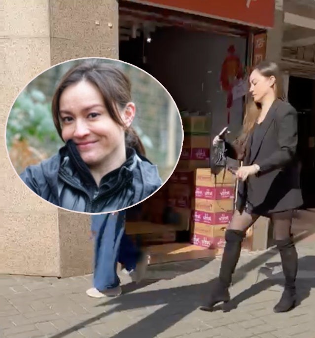 Mandy Lieu xuất hiện trên đường phố Hong Kong. Ảnh: Weibo