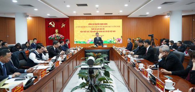 Buổi làm việc của Bộ trưởng Khoa học và Công nghệ Nguyễn Mạnh Hùng với Viện Triết học, tháng 1/2026. Ảnh: TTTT