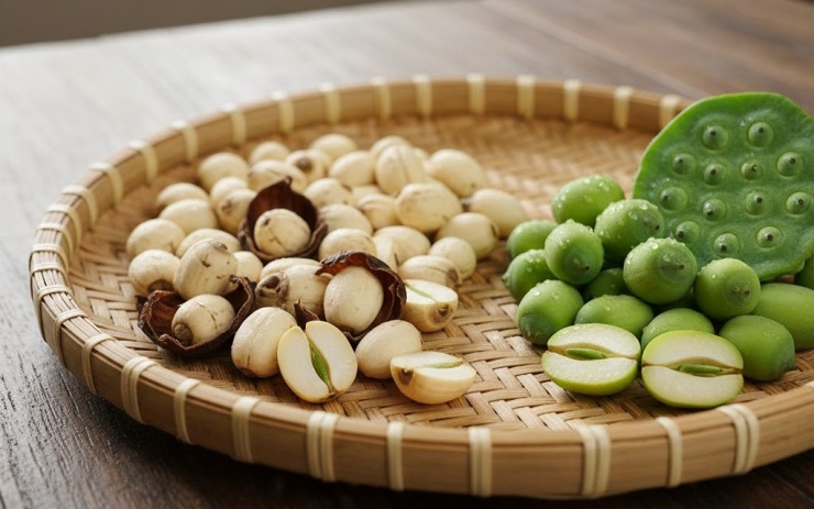 Cách nấu cháo gạo lứt, hạt sen và gừng làm ấm cơ thể, tốt cho người cao tuổi 3 Hạt sen, hay còn gọi là liên nhục, từ lâu đã nổi tiếng trong y học cổ truyền với khả năng dưỡng tâm an thần.