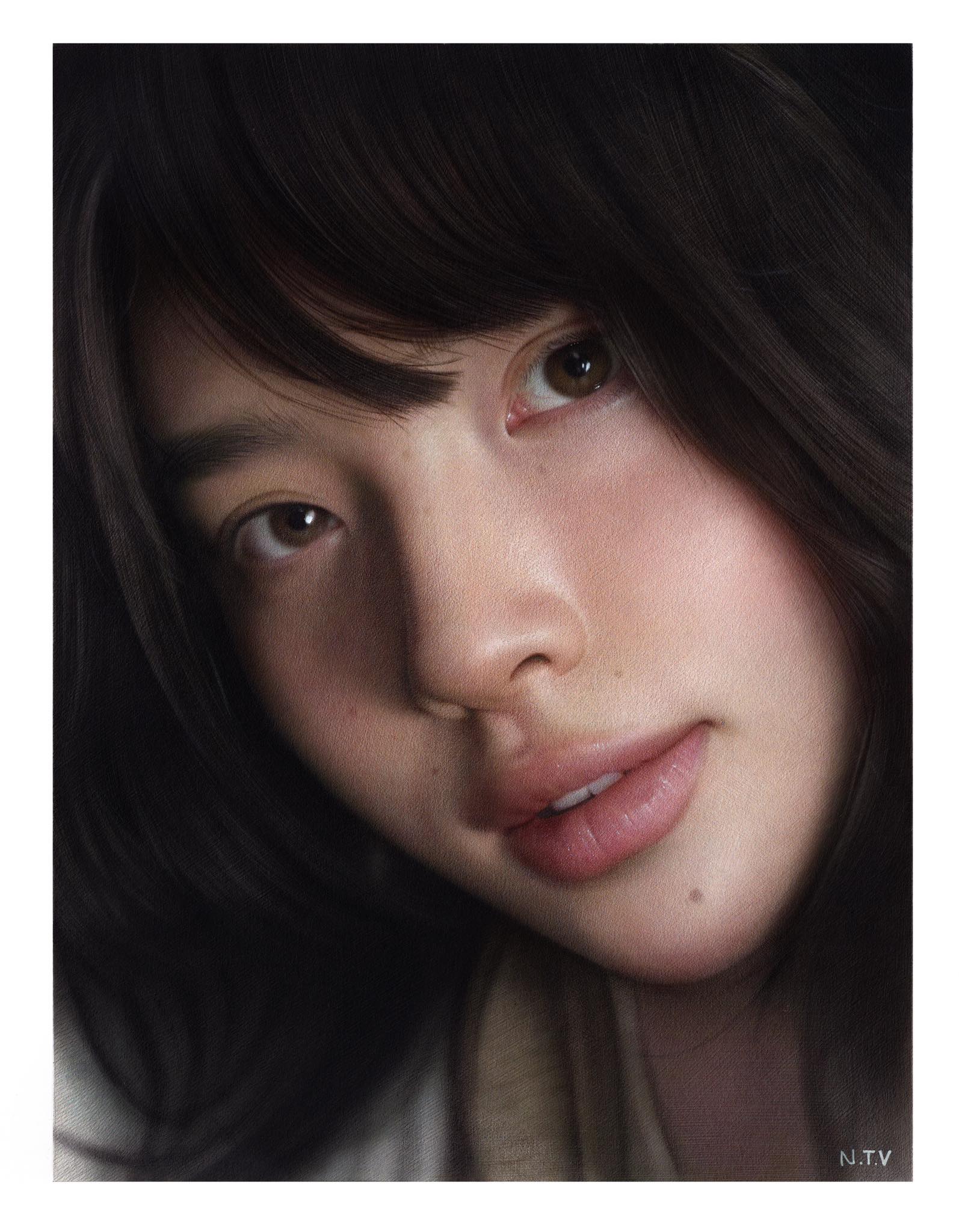 Nguyễn Thế Vũ vẽ tranh chân dung cô gái