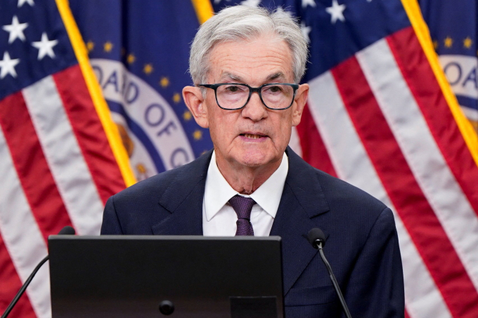 Chủ tịch Cục Dự trữ liên bang Mỹ (Fed) Jerome Powell trong cuộc họp báo ngày 17/9/2025. Ảnh: Reuters