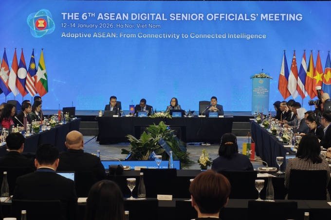 Phiên họp nhóm công tác chuẩn bị cho Hội nghị Quan chức Cấp cao Số ASEAN (ADGSOM) lần thứ 6, sáng 12/1. Ảnh: Trọng Đạt
