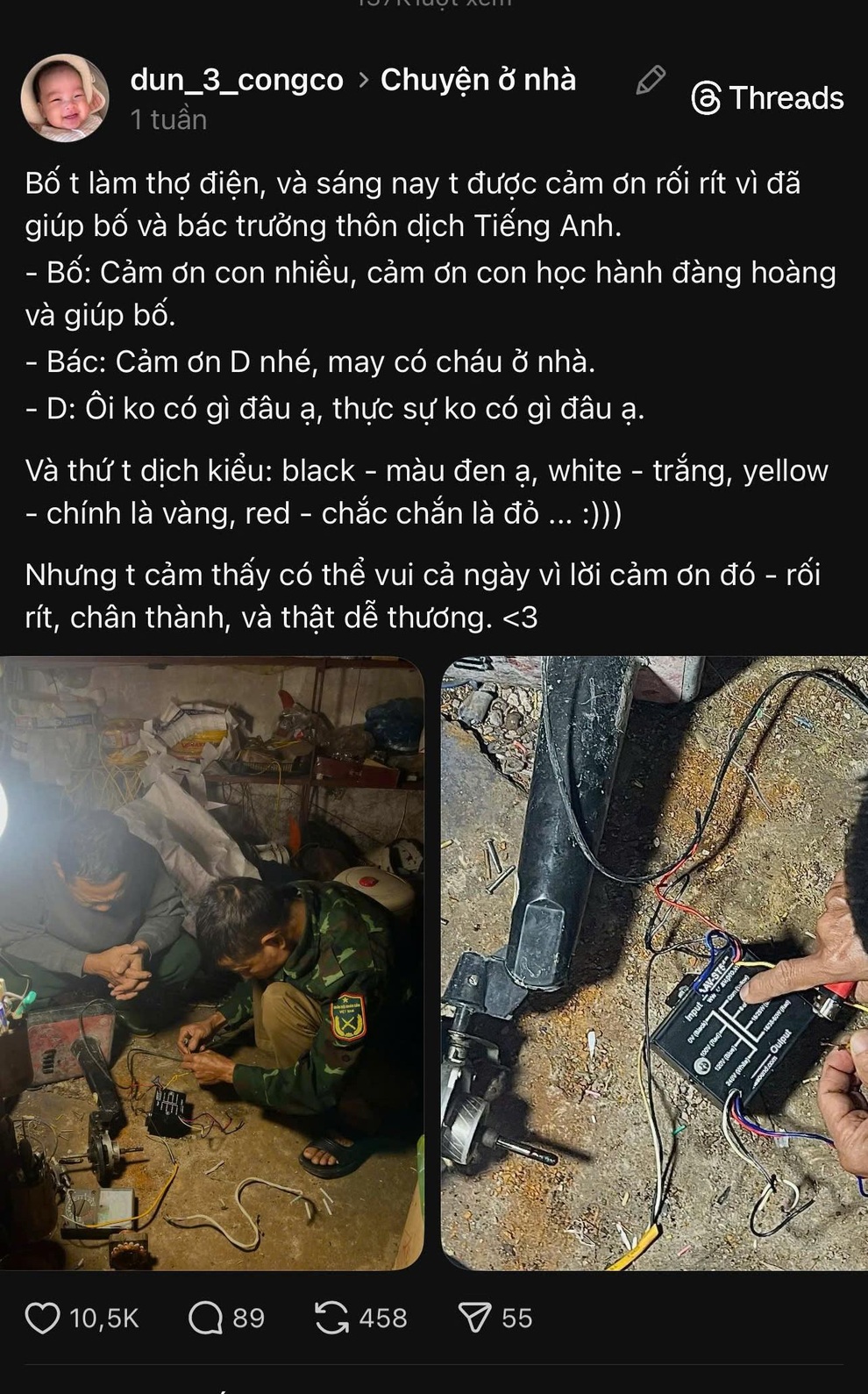 Con dịch vài từ tiếng Anh, bố rối rít cảm ơn khiến nhiều người xúc động - 1