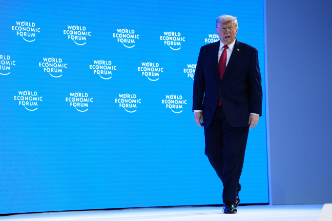 Tổng thống Donald Trump tại Diễn đàn Kinh tế Thế giới ở Davos, Thụy Sĩ ngày 21/1. Ảnh: AP