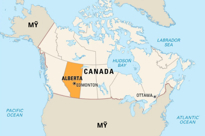 Vị trí tỉnh Alberta ở Canada. Đồ họa: Britannica