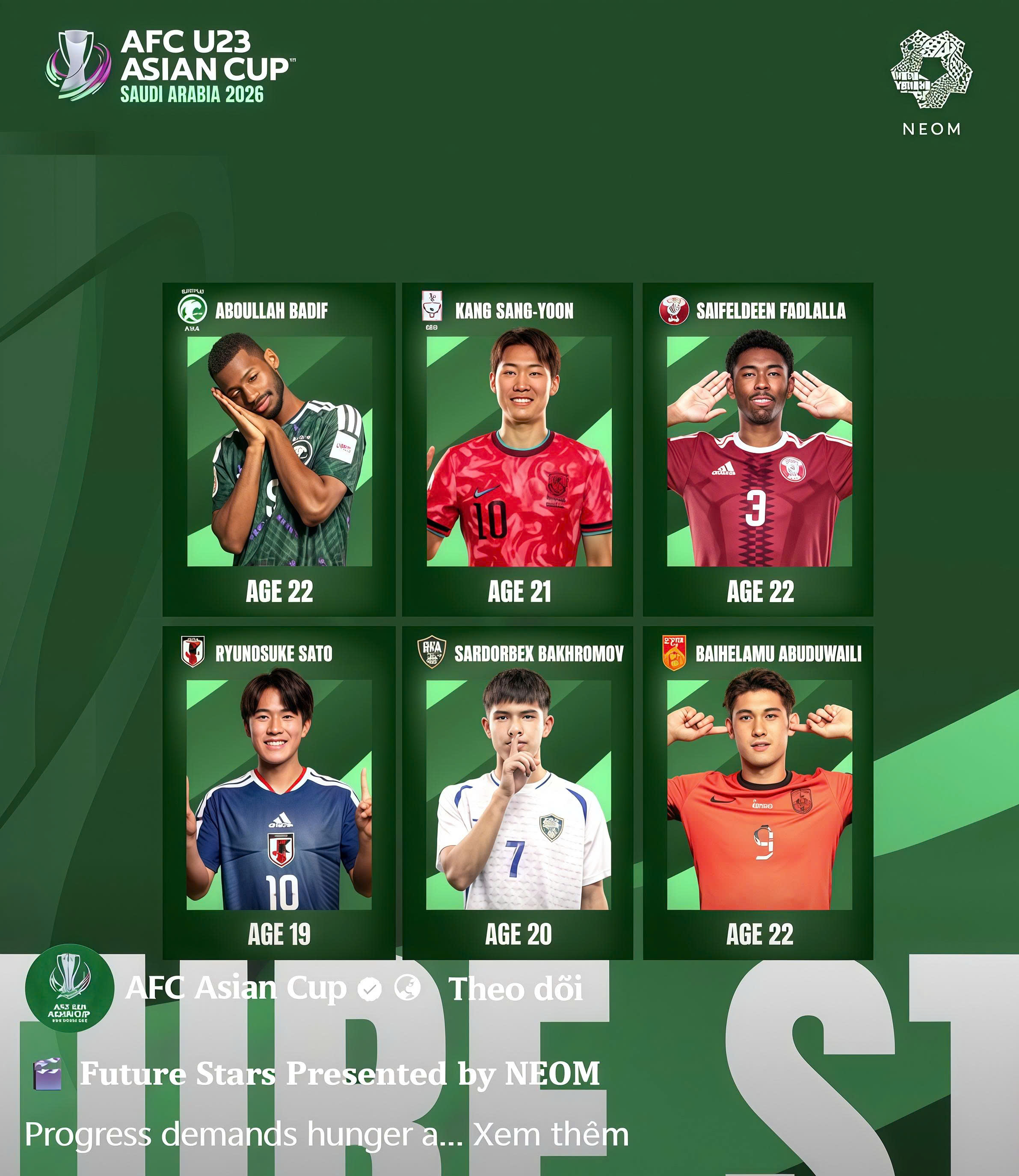 Đình Bắc có điểm nổi trội gì so với 6 cầu thủ U23 triển vọng của AFC? 1 AFC chọn sao trẻ, Đình Bắc là ngoại lệ - Ảnh 1.