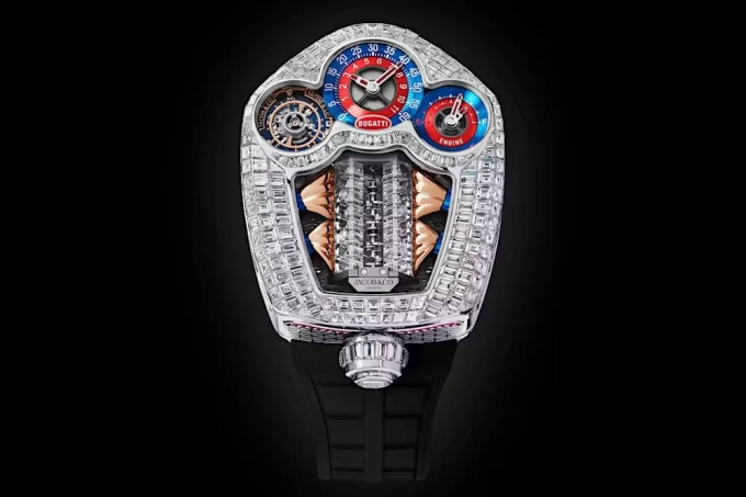 Cận cảnh chiếc đồng hồ Jacob & Co. Bugatti Tourbillon Baguette. Ảnh: Jacob & Co