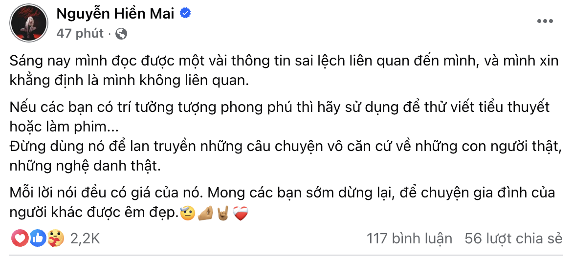 Em Xinh MaiQuinn đáp trả tin đồn làm người thứ 3