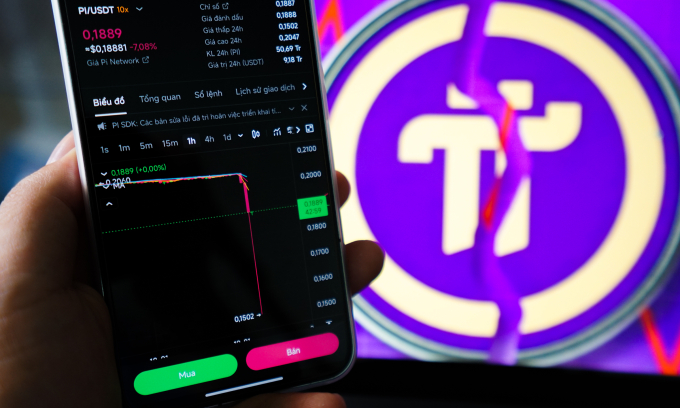 Giá Pi Network hiển thị trên màn hình smartphone. Ảnh: Vĩnh Khang