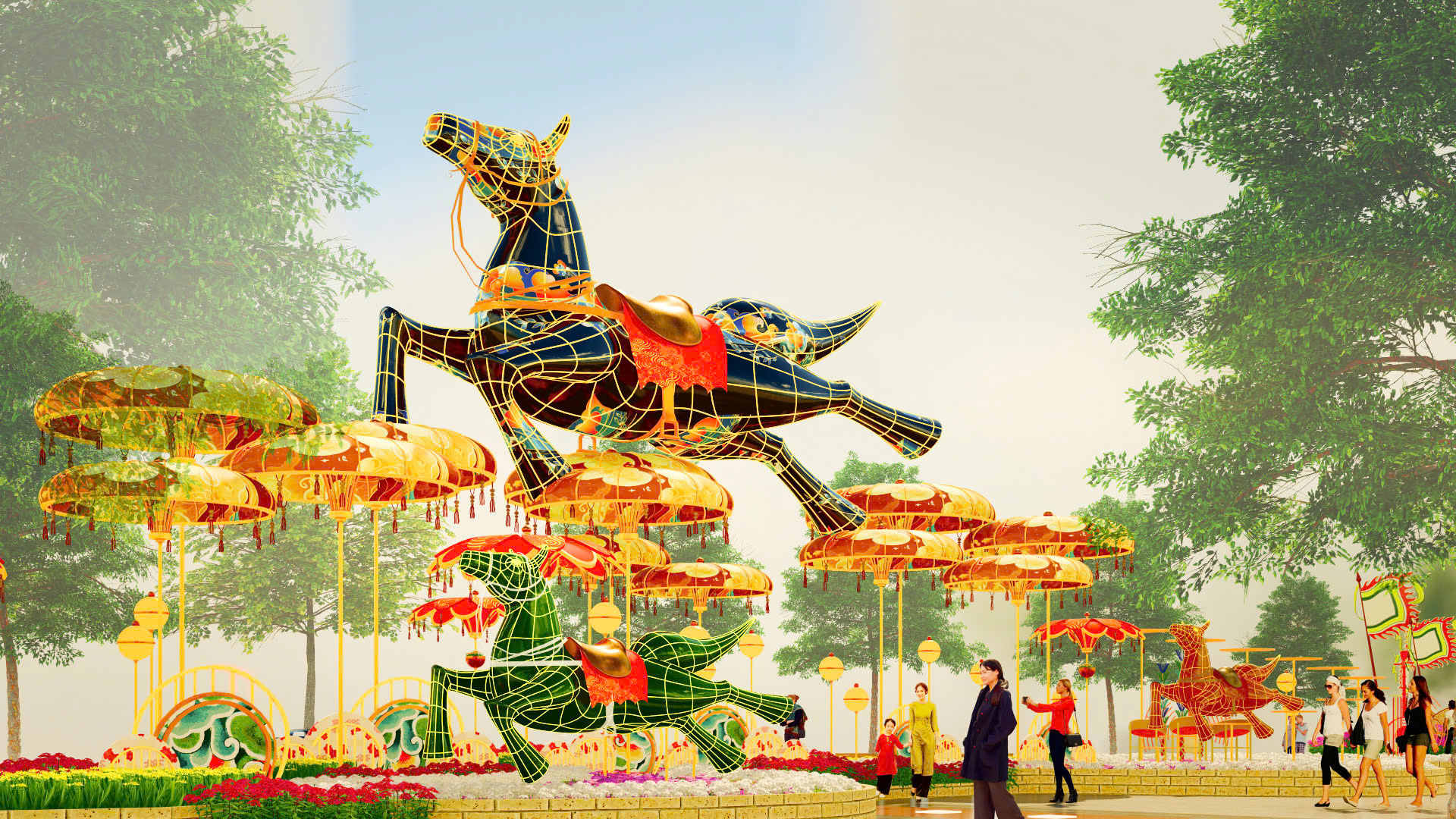 Lộ diện những hình tượng ngựa ở Đường hoa Nguyễn Huệ Tết Bính Ngọ 2026 - Ảnh 2.