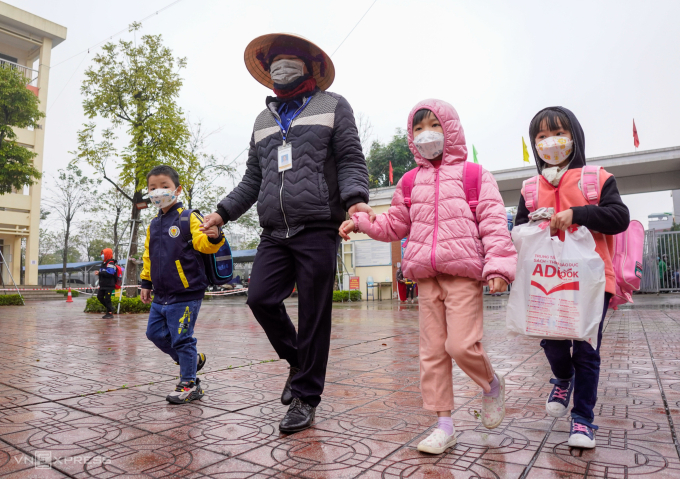 Học sinh trường Tiểu học Ngô Sĩ Kiện, xã Thanh Trì, tháng 2/2022. Ảnh: Phạm Chiểu