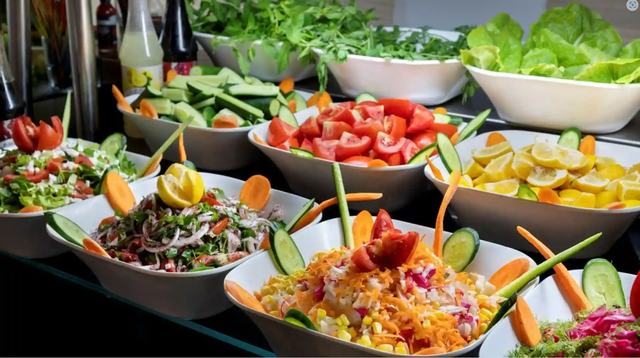 Giảm cân nên bắt đầu bằng chất xơ khi ăn buffet.