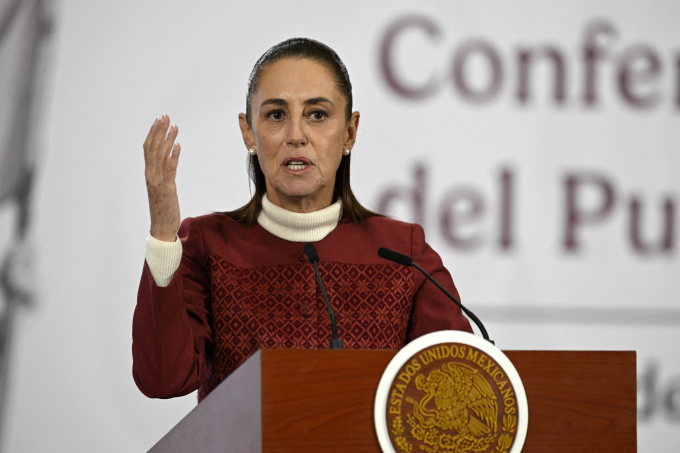 Tổng thống Claudia Sheinbaum phát biểu trong cuộc họp báo ngày 12/1 ở thủ đô Mexico City. Ảnh: AFP