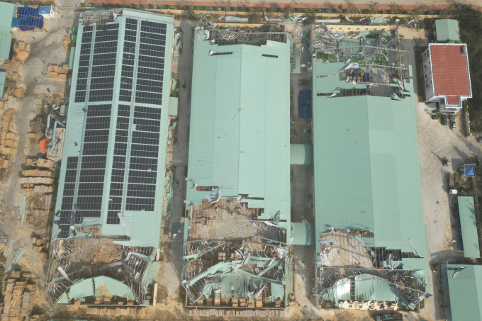 Nhà máy tan hoang sau bão ở Gia Lai năm 2025. Ảnh: Đức Hoá