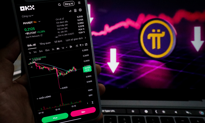 Giá Pi Network xuống đáy mới ngày 10/10, hiện ở mức 0,21 USD. Ảnh: Duy Phong