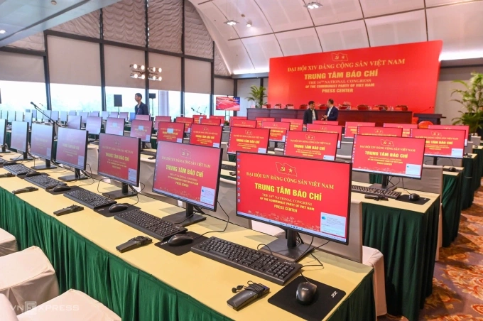 Trung tâm báo chí Đại hội XIV. Ảnh: Giang Huy