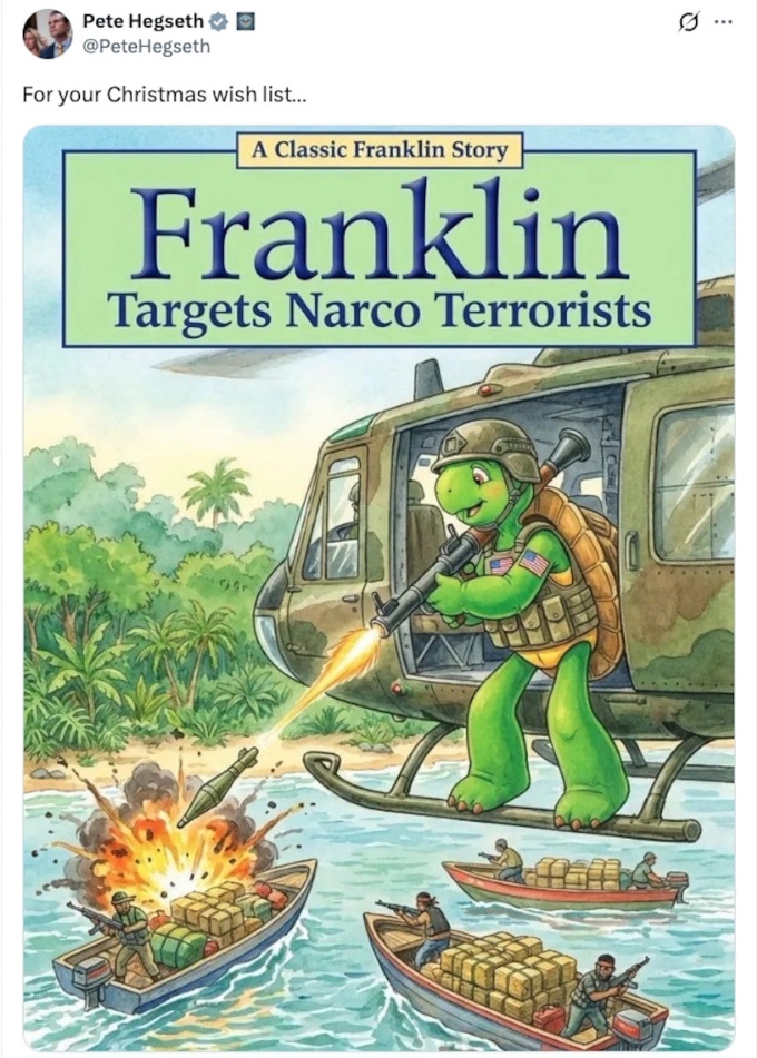Ảnh chế được Bộ trưởng Quốc phòng Pete Hegseth đăng trên X ngày 30/11/2025. Ảnh: X/PeteHegseth