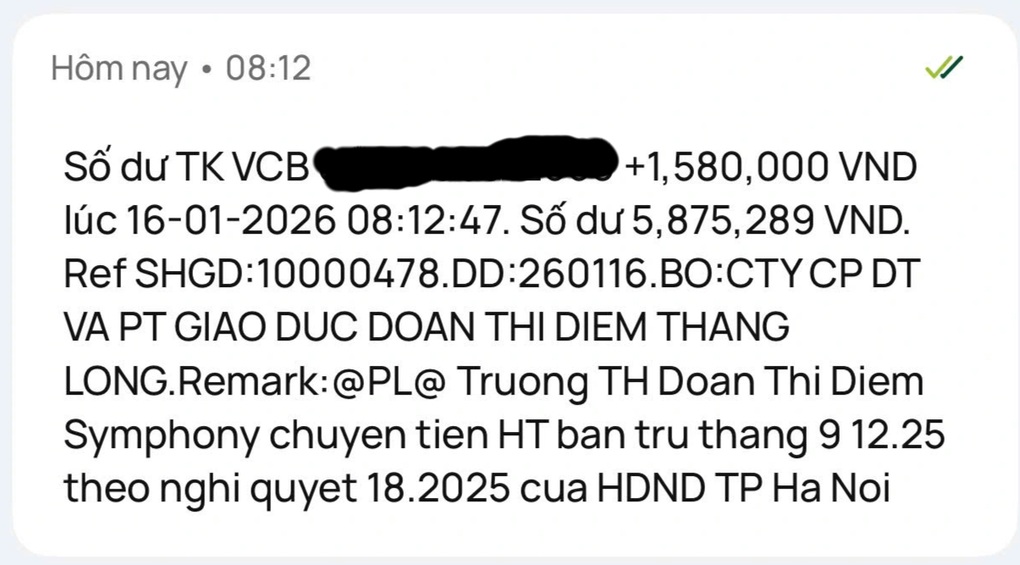 Phụ huynh trường tư Hà Nội bất ngờ nhận hơn 3 triệu tiền hoàn ăn bán trú - 1