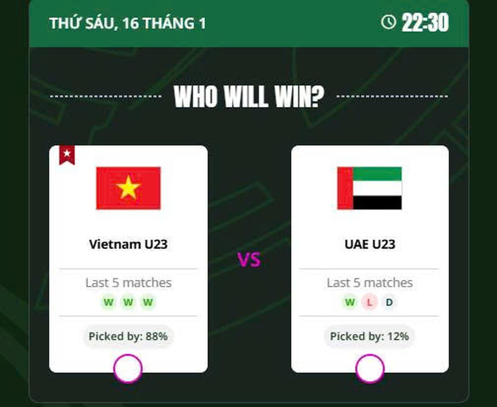 Siêu máy tính dự đoán kết quả trận tứ kết U23 Việt Nam - U23 UAE - 1