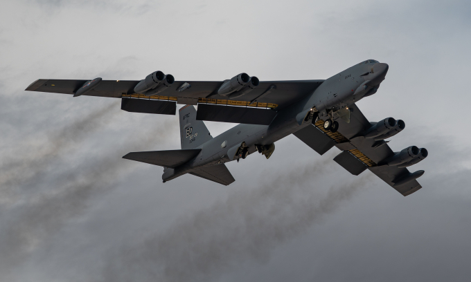 Oanh tạc cơ B-52 Mỹ cất cánh trong cuộc diễn tập ở bang Nevada hồi tháng 11/2025. Ảnh: USAF