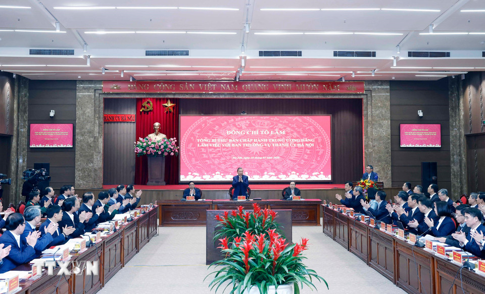 Tổng Bí thư Tô Lâm: Tạo cơ sở pháp lý vượt trội đủ mạnh để Hà Nội phát huy tối đa tiềm năng - Ảnh 1.