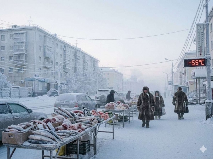 Thành phố lạnh nhất hành tinh ở đâu mà nước sôi 100 độ C biến thành tuyết tức thì, người dân uống rượu mạnh để giữ ấm? 1 Ảnh minh hoạ bởi AI.