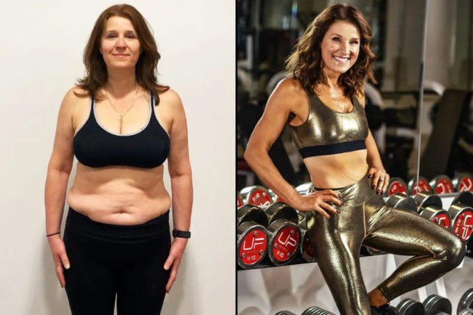 Alison Cork thời điểm nặng gần 90 kg (trái) và hiện tại.