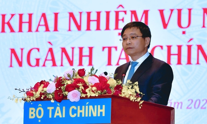 Bộ trưởng Tài chính Nguyễn Văn Thắng phát biểu tại hội nghị, ngày 6/1. Ảnh: MOF