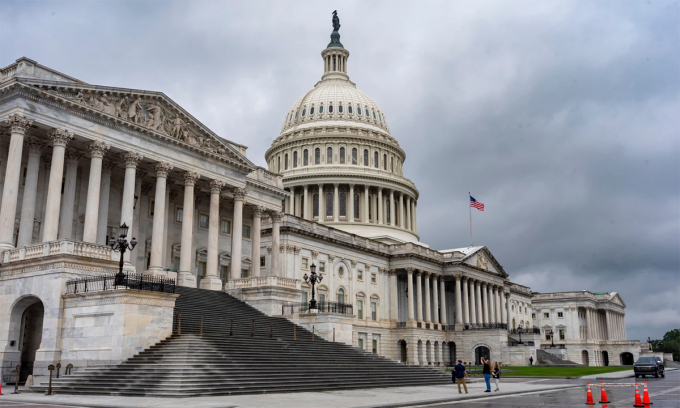 Tòa Quốc hội Mỹ trên đồi Capitol trong ảnh chụp tháng 9/2025. Ảnh: AP