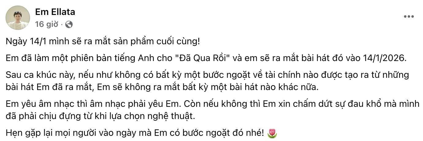 Tranh cãi nam ca sĩ Việt tuyên bố giải nghệ nếu không tạo ra thu nhập, viết gì mà netizen nói “ảo tưởng sức mạnh