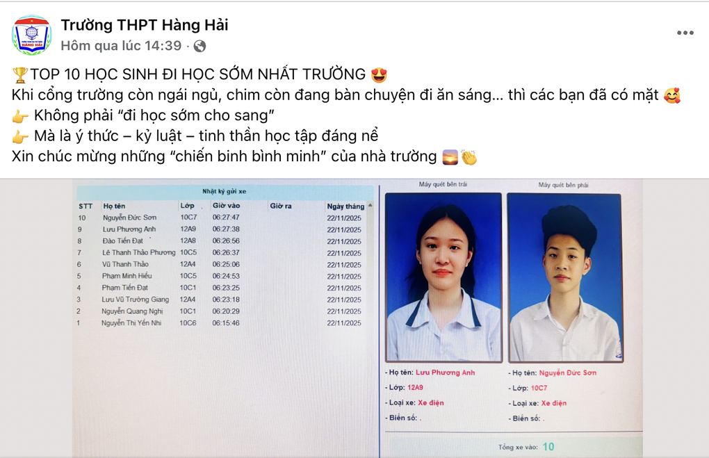 Trường khen 10 học sinh đi học sớm bất ngờ thu hút 1,1 triệu người xem - 1