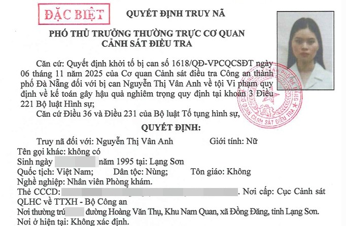 Truy nã đặc biệt nữ kế toán Nguyễn Thị Vân Anh, truy tìm 3 đối tượng- Ảnh 1.