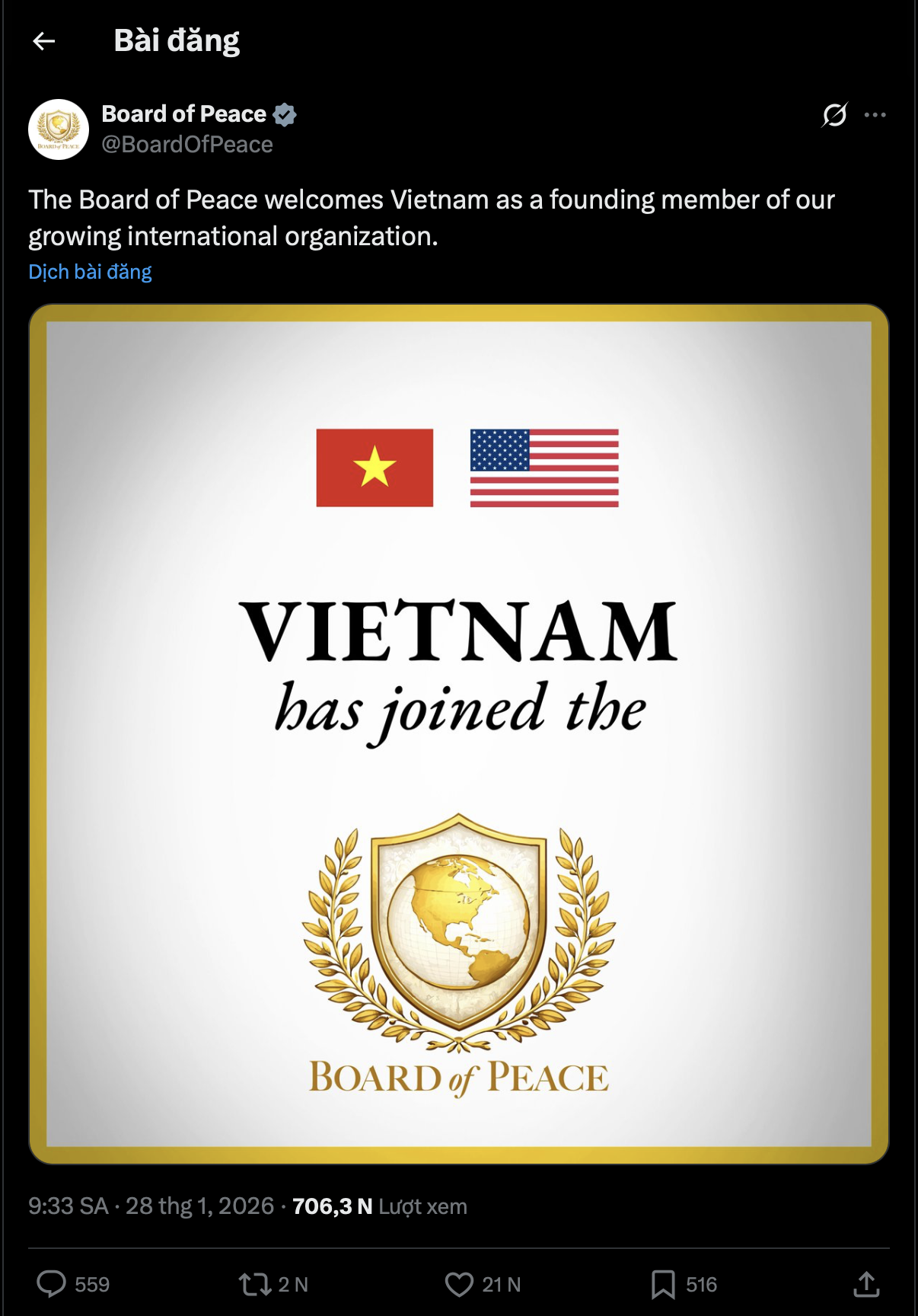 Viet Nam noi ve viec tro thanh thanh vien sang