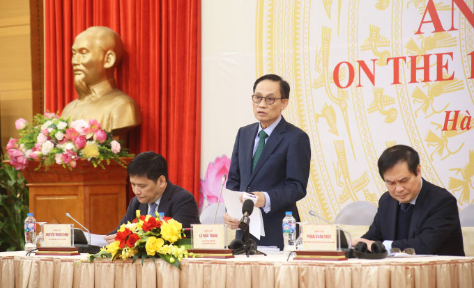 Bộ trưởng Ngoại giao Lê Hoài Trung tại buổi thông báo ngày 7/1. Ảnh: Báo Thế giới và Việt Nam