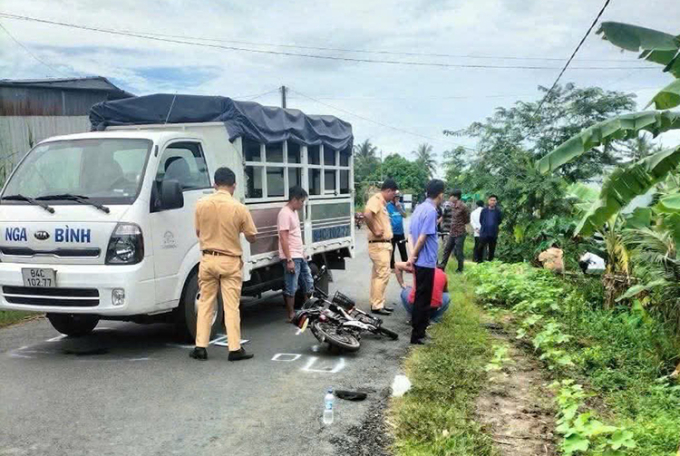 Hiện trường vụ tai nạn khiến nữ sinh tử vong ngày 4/9/2024. Ảnh: Người dân cung cấp