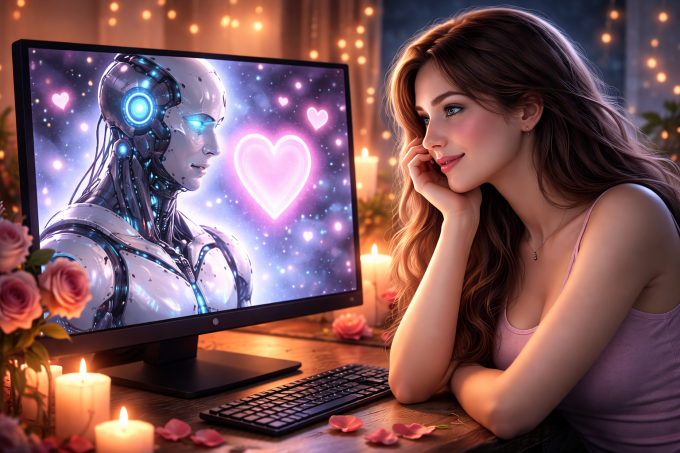 Minh họa con người có tình cảm với AI. Ảnh: ChatGPT