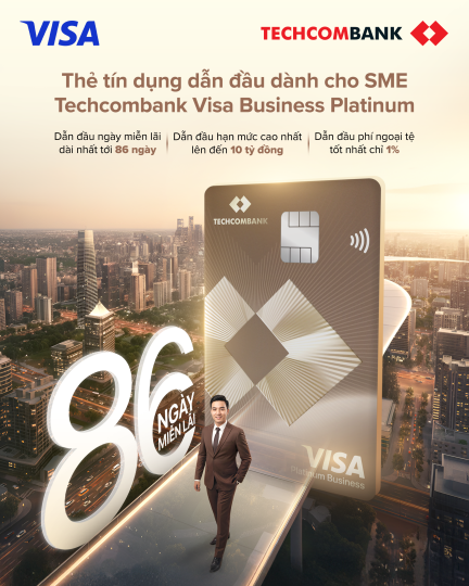 Techcombank Visa Business Platinum: miễn lãi tới 86 lãi ngày, hạn mức đến 10 tỉ đồng- Ảnh 1. Techcombank Visa Business Platinum: miễn lãi tới 86 lãi ngày, hạn mức đến 10 tỉ đồng- Ảnh 1.