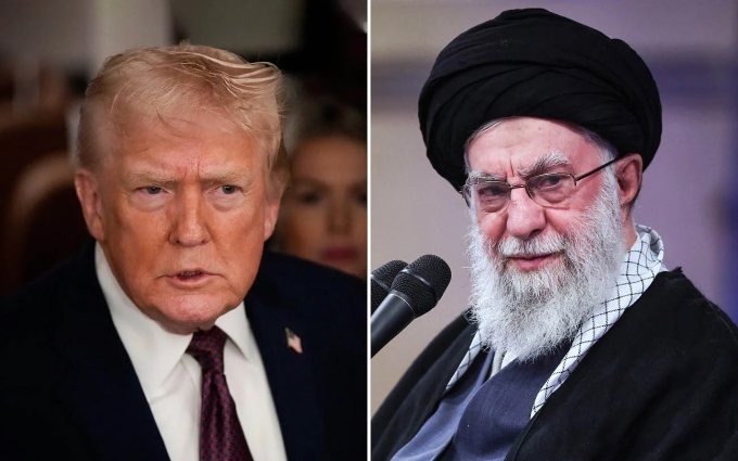 Tổng thống Mỹ Donald Trump (trái) và Lãnh tụ Tối cao Iran Ali Khamenei. Ảnh: AP
