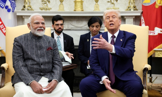 Tổng thống Mỹ Donald Trump và Thủ tướng Ấn Độ Narendra Modi tại Nhà Trắng tháng 2/2025. Ảnh: Reuters