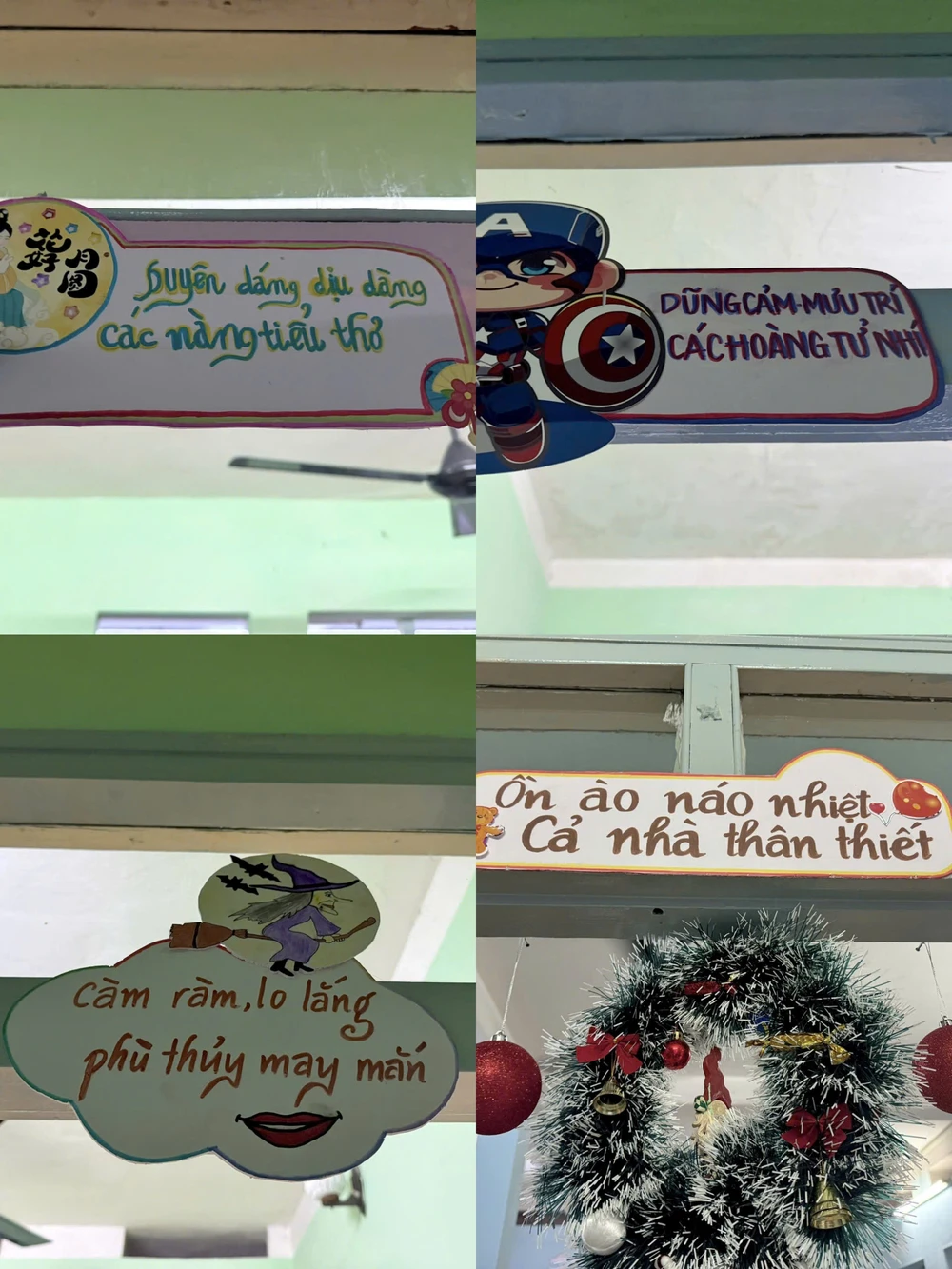 Chị Trang cùng các con thiết kế tên của từng phòng trong nhà. Ảnh: HẢI NHI P12-anh1.jpg