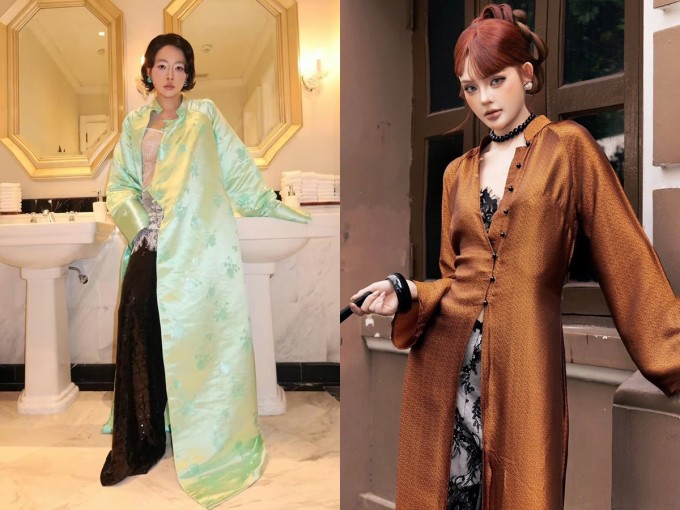 Nhiều thiết kế 'áo dài' phối ren được các local brand ra mắt thời gian qua.