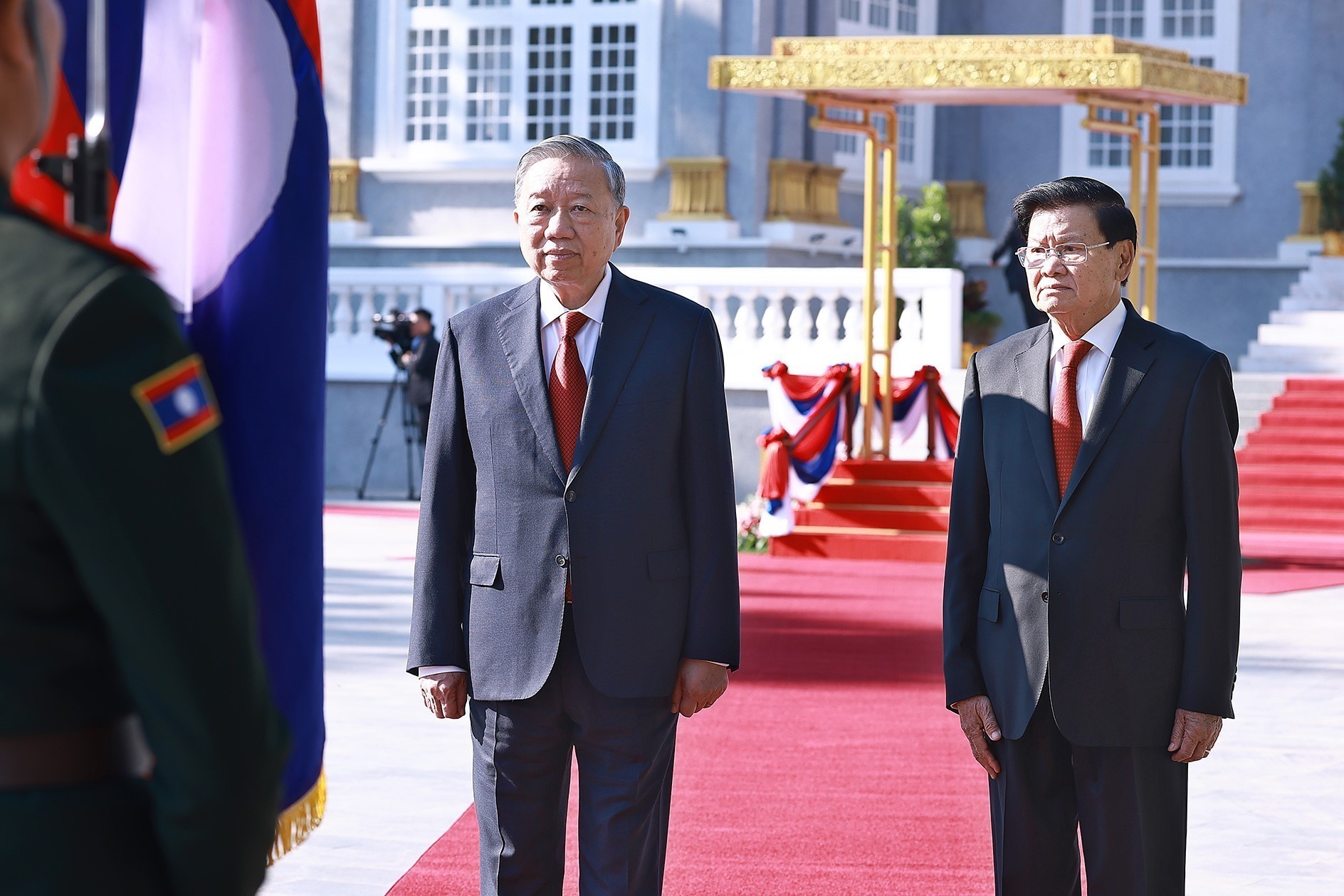 Lễ đón trọng thể Tổng Bí thư Tô Lâm tại Lào - Ảnh 5.