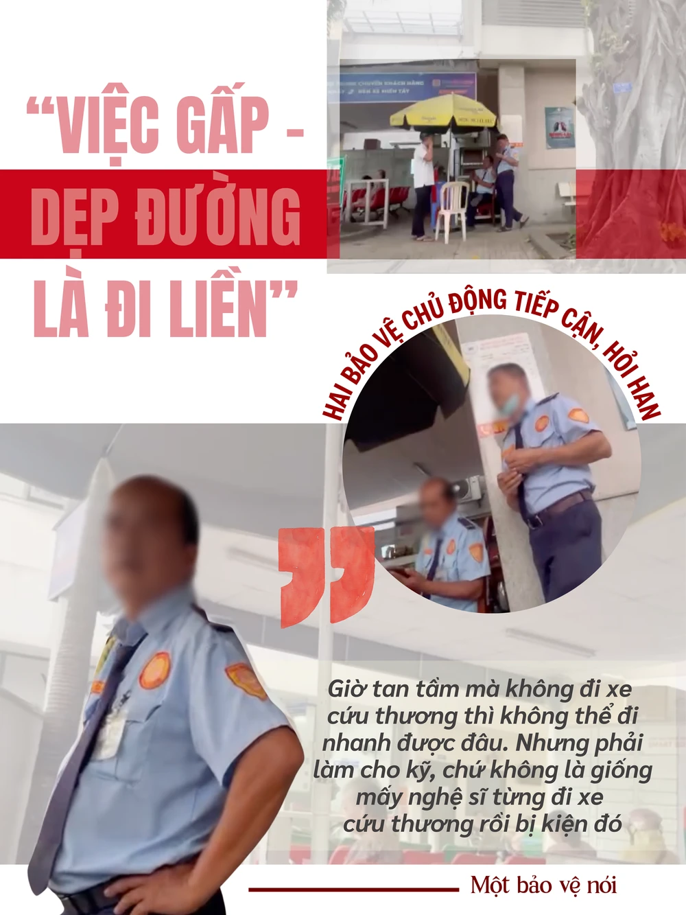 ẢNH GHÉP 3 - Trong vai một cặp vợ chồng có việc gấp cần di chuyển từ TP.HCM đến phường Long Bình, tỉnh Đồng Nai để thăm người thân (2 ẢNH) + Hai bảo vệ chủ động tiếp cận, hỏi han (3-4 ẢNH) + TRÍ.png