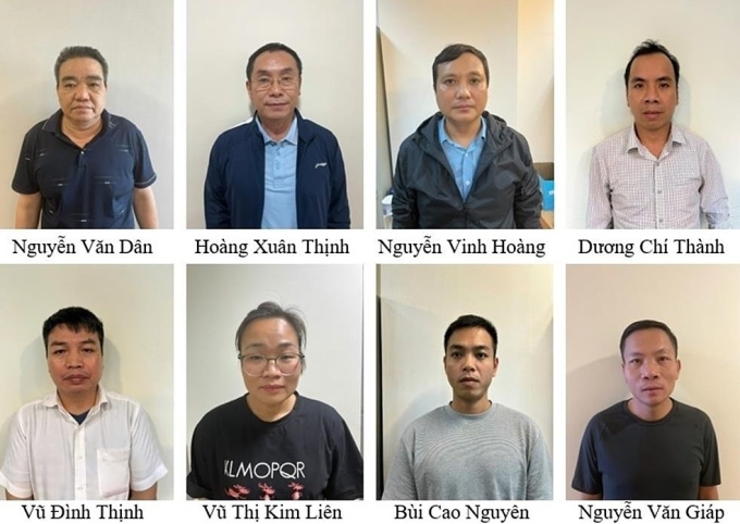 Nguyễn Văn Dân và một số bị can trong vụ án. Ảnh: Bộ Công an